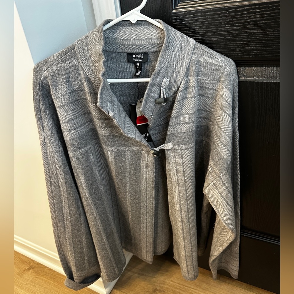 NWT Jones New York Charcoal Cardigan Sweater